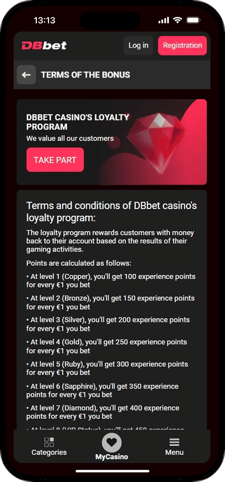 DBbet VIP Levels
